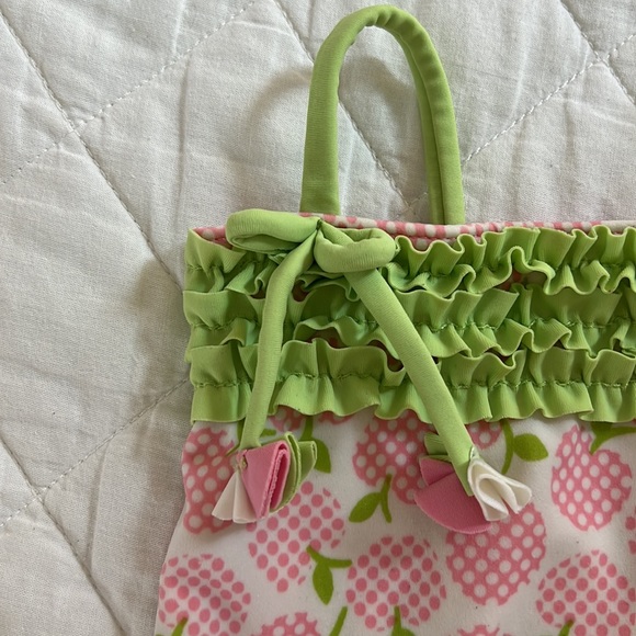 Azul Swimwear Pink and Green Apple Print Swimsuit - Picture 3 of 8